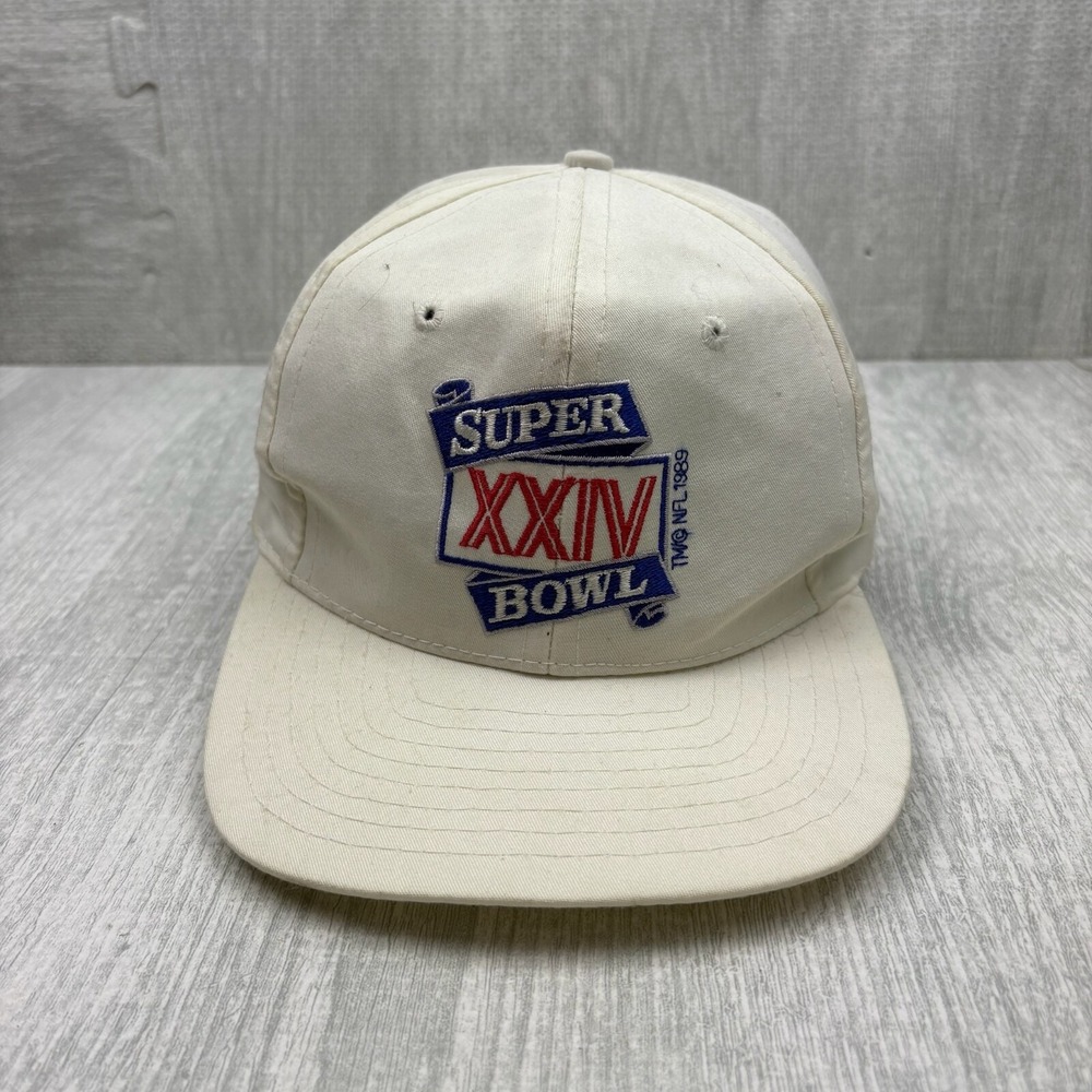 Vintage Super Bowl XXIV Hat Cap Snapback White NFL Football San Francisco 49ers